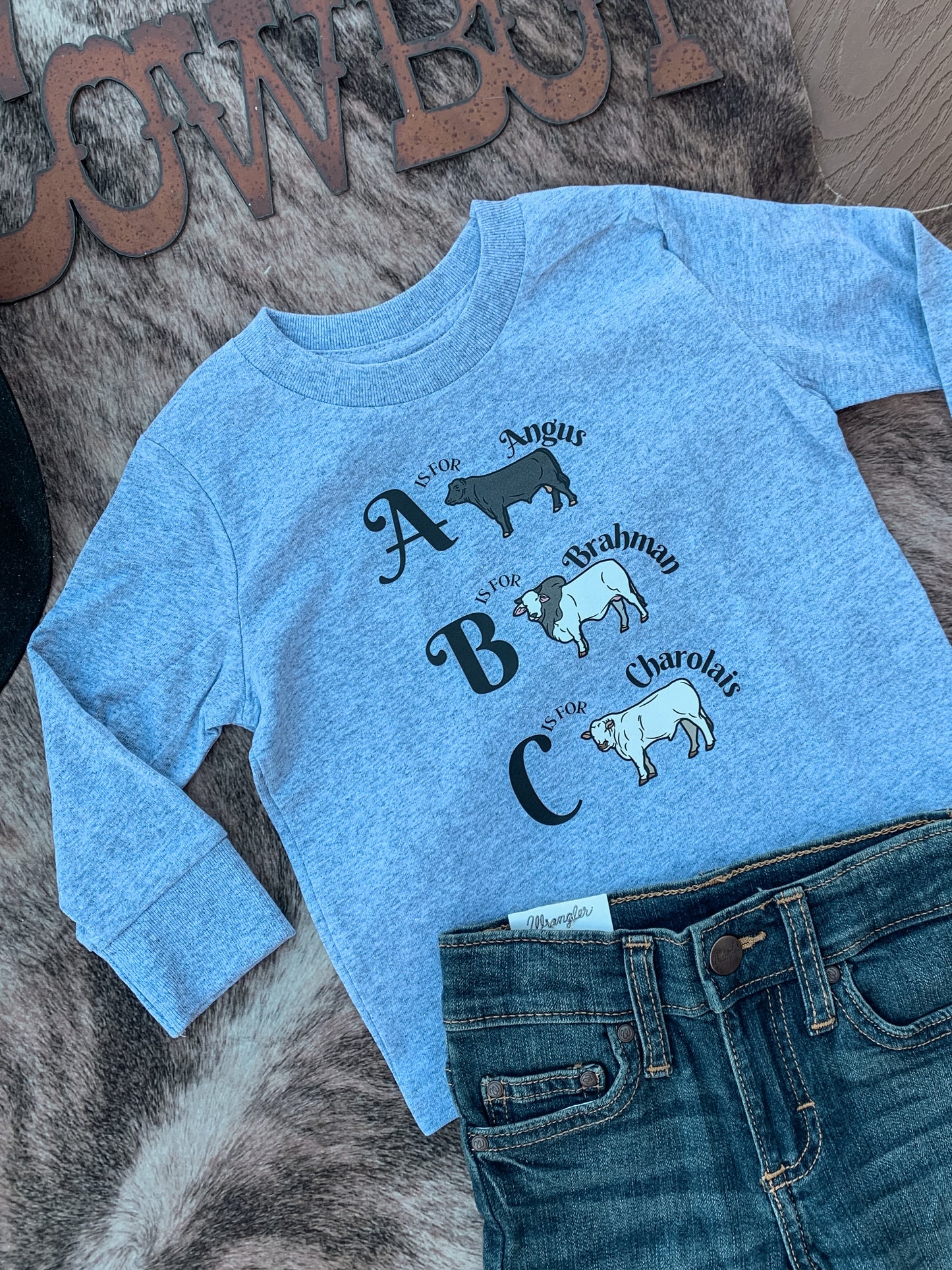 Cowboy Alphabet Youth Longsleeve Tee