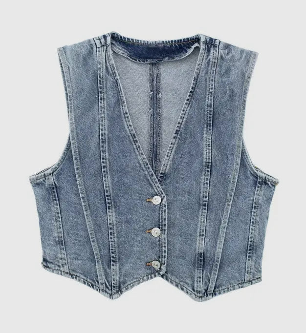 Denim Darlin’ Crop Vest