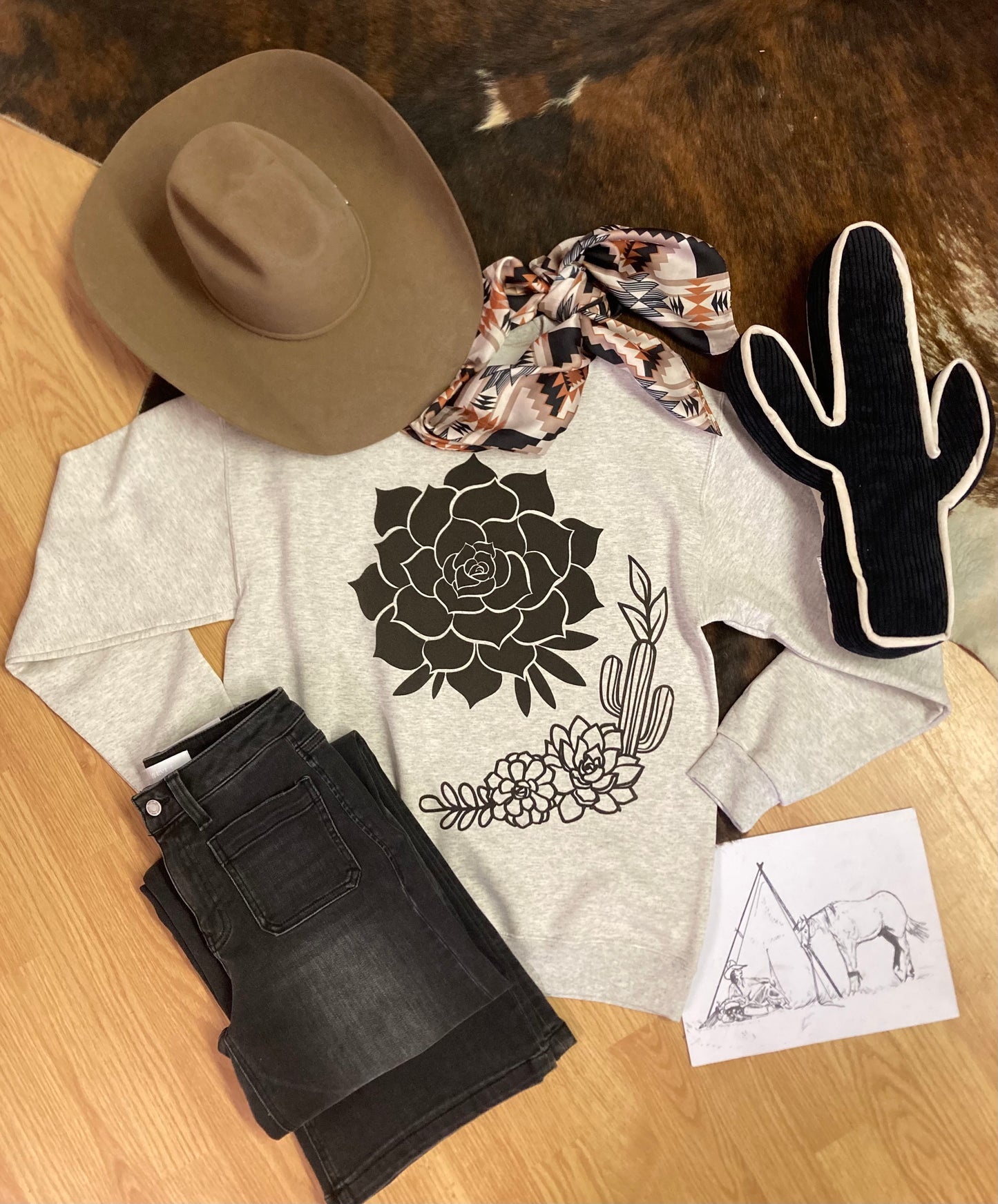 Saguaro Flower Crewneck Sweatshirt
