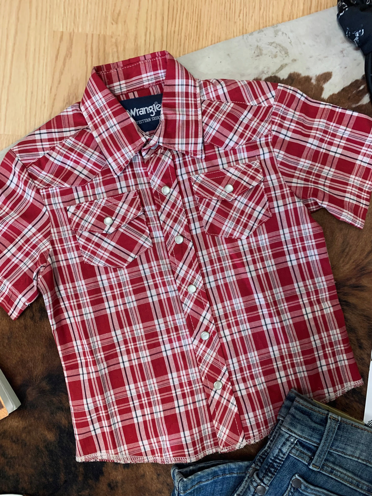 Boys Wrangler Shortsleeve Western Pearl Snap XXS (2T-3T)