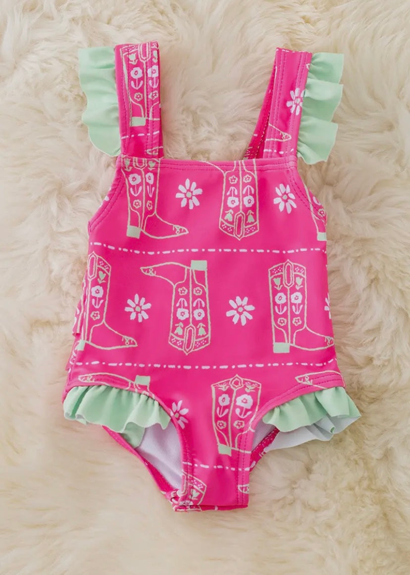 Boho Boots Baby Girl Swimsuit