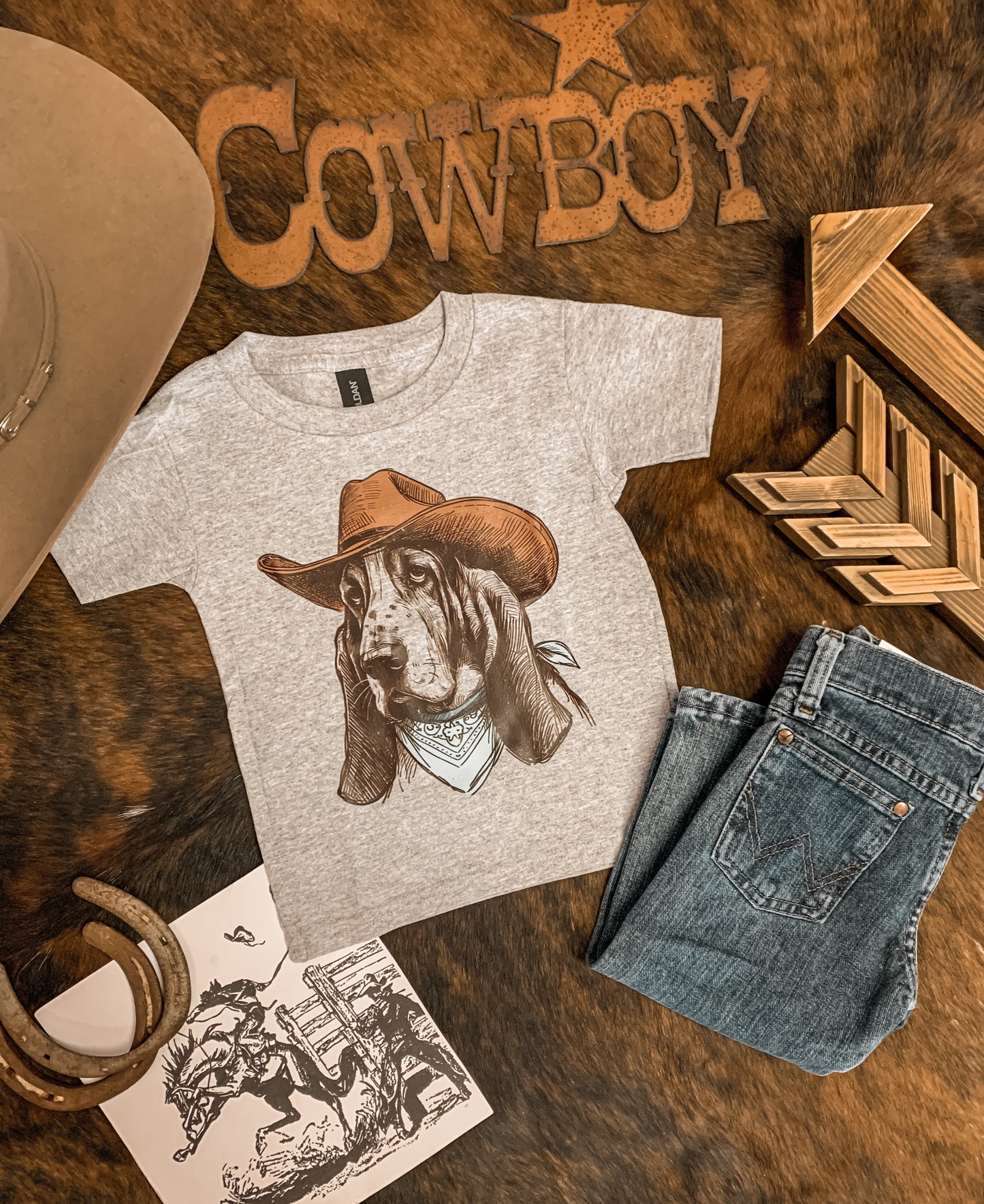 Cowboy Hound Dog Toddler Tee