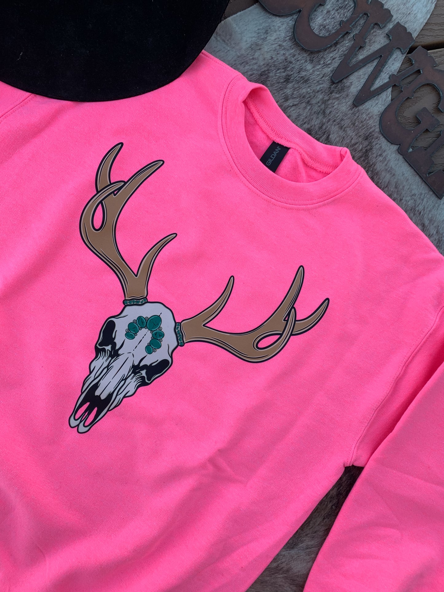 Squash Blossom Skull Youth Crewneck Sweatshirt