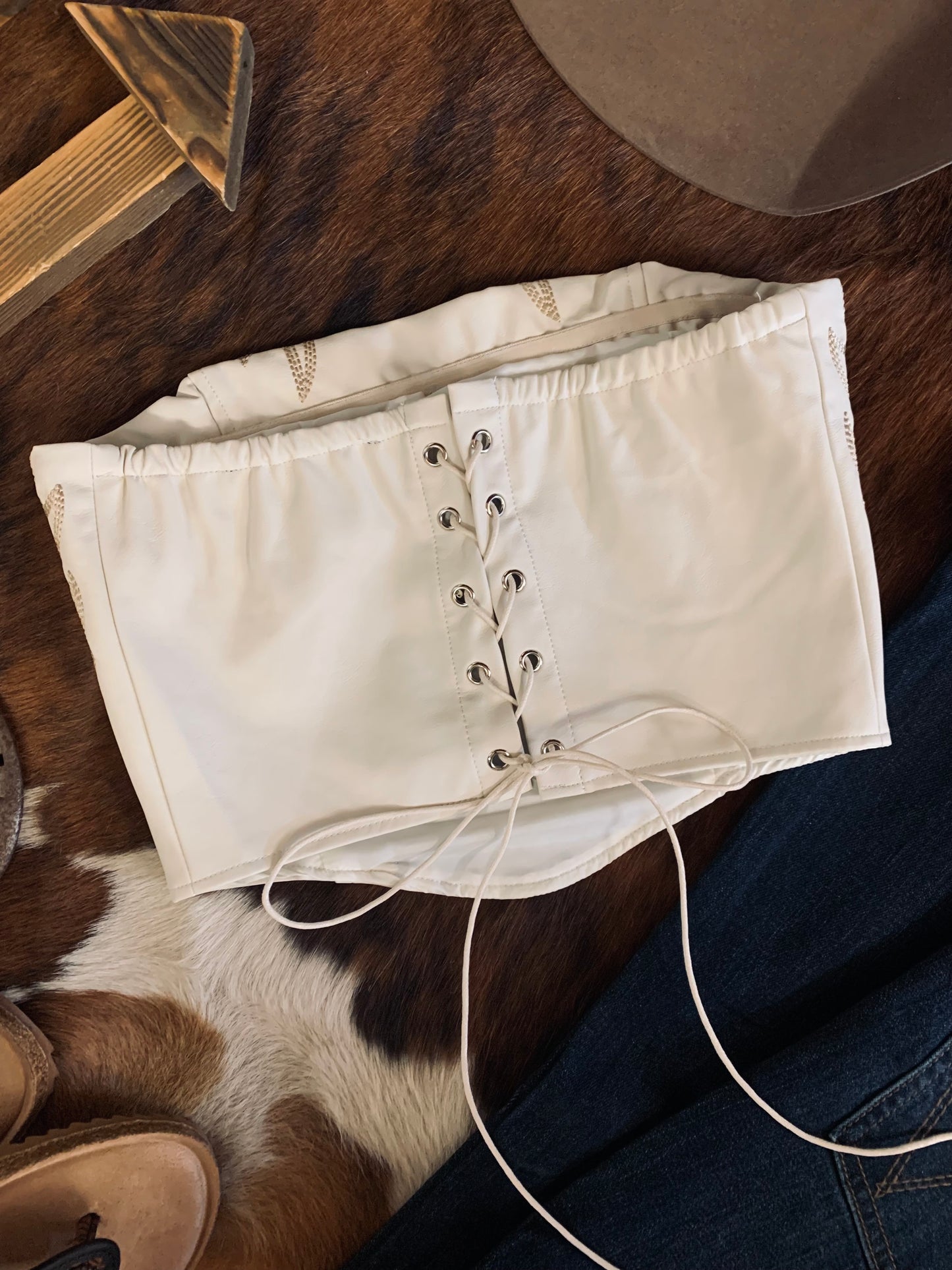Bootstitch Embroidered Corset Top - Ivory
