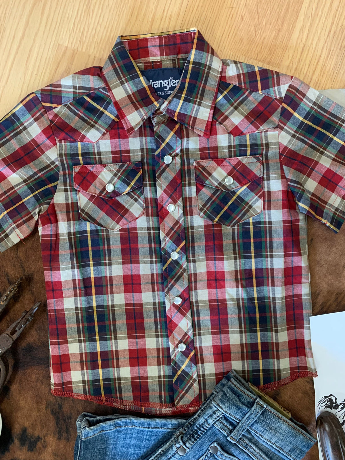 Boys Wrangler Shortsleeve Western Pearl Snap XXS (0-2T)