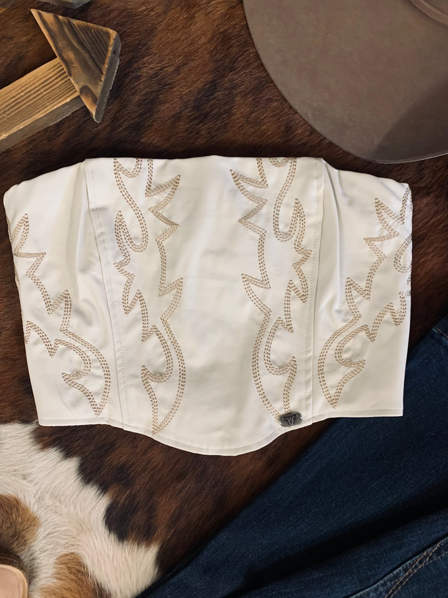 Bootstitch Embroidered Corset Top - Ivory