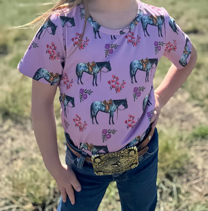 Ranchy Blue Roan Top - Girls