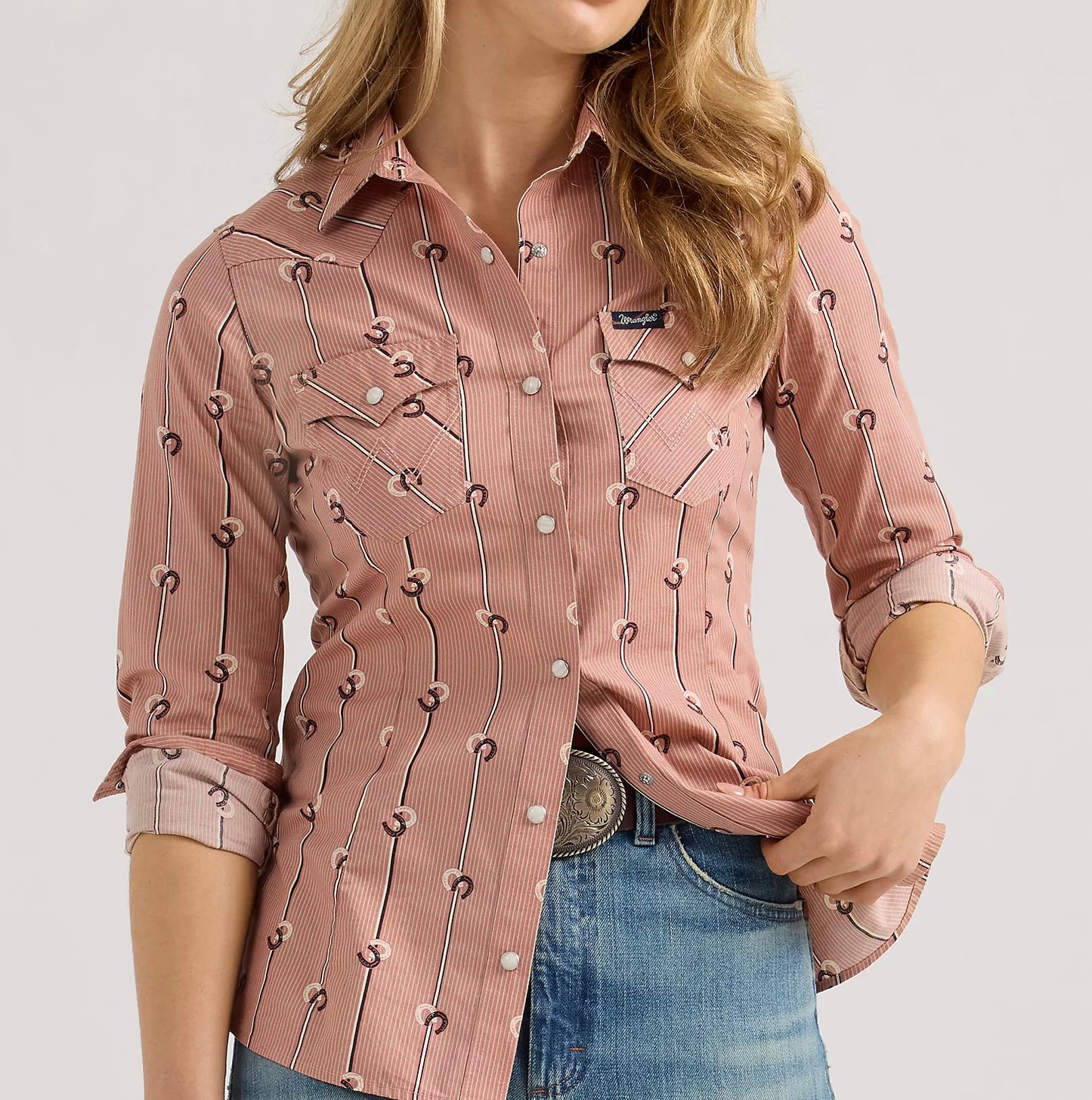 Women’s Wrangler Retro Horseshoe Striped Western Snap Shirt