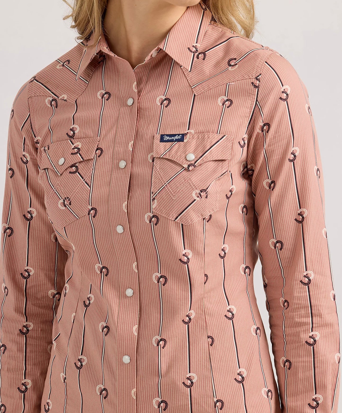 Women’s Wrangler Retro Horseshoe Striped Western Snap Shirt