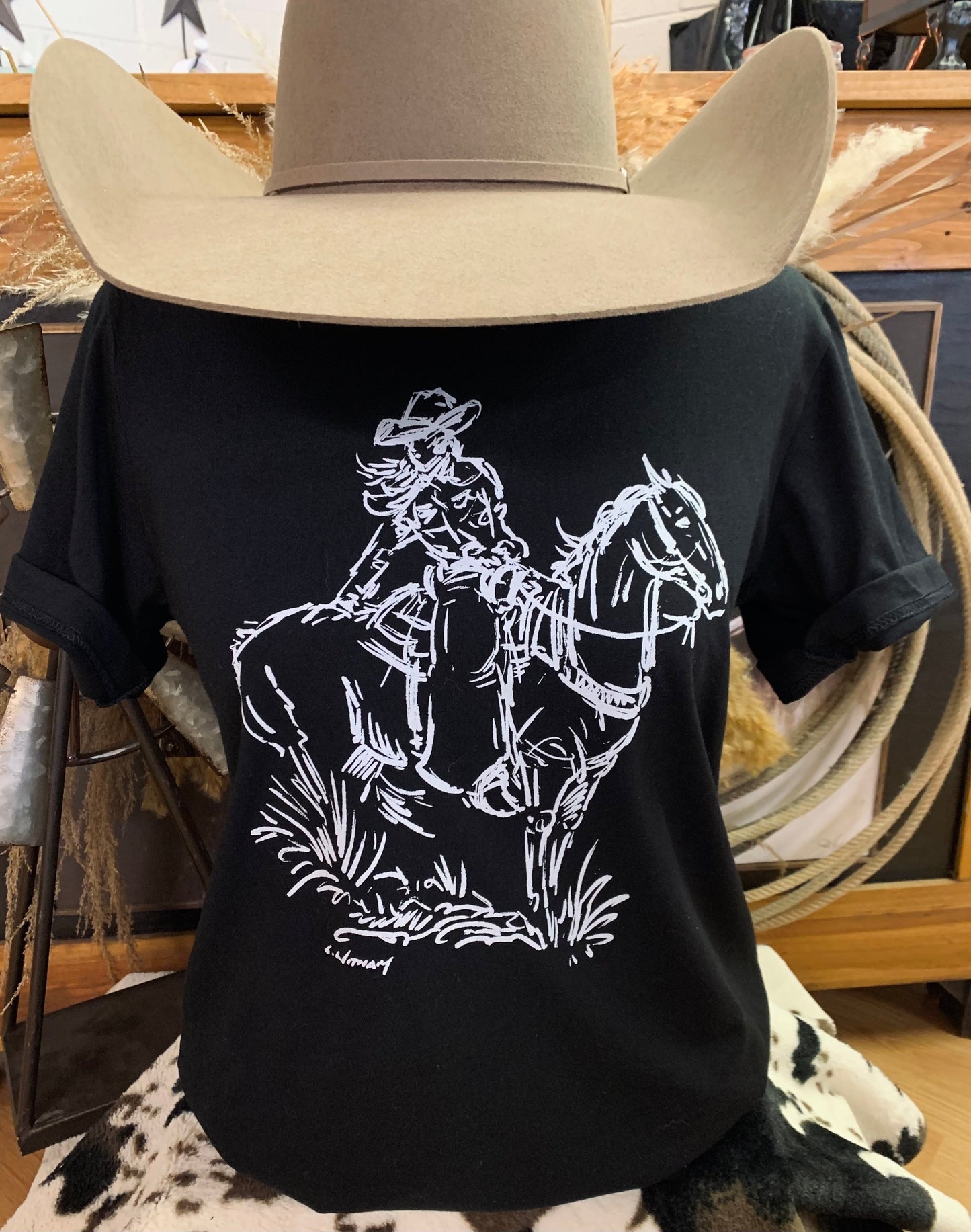 Midnight Cowgirl Western Graphic Tee