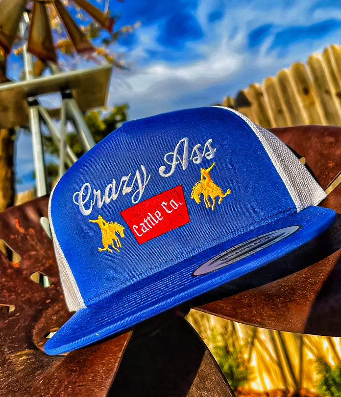 Crazy Ass Cattle Co Embroidered Trucker Hat - Blue