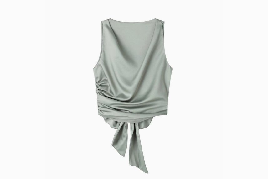 Saguaro Sage Open Tie Back Satin Blouse