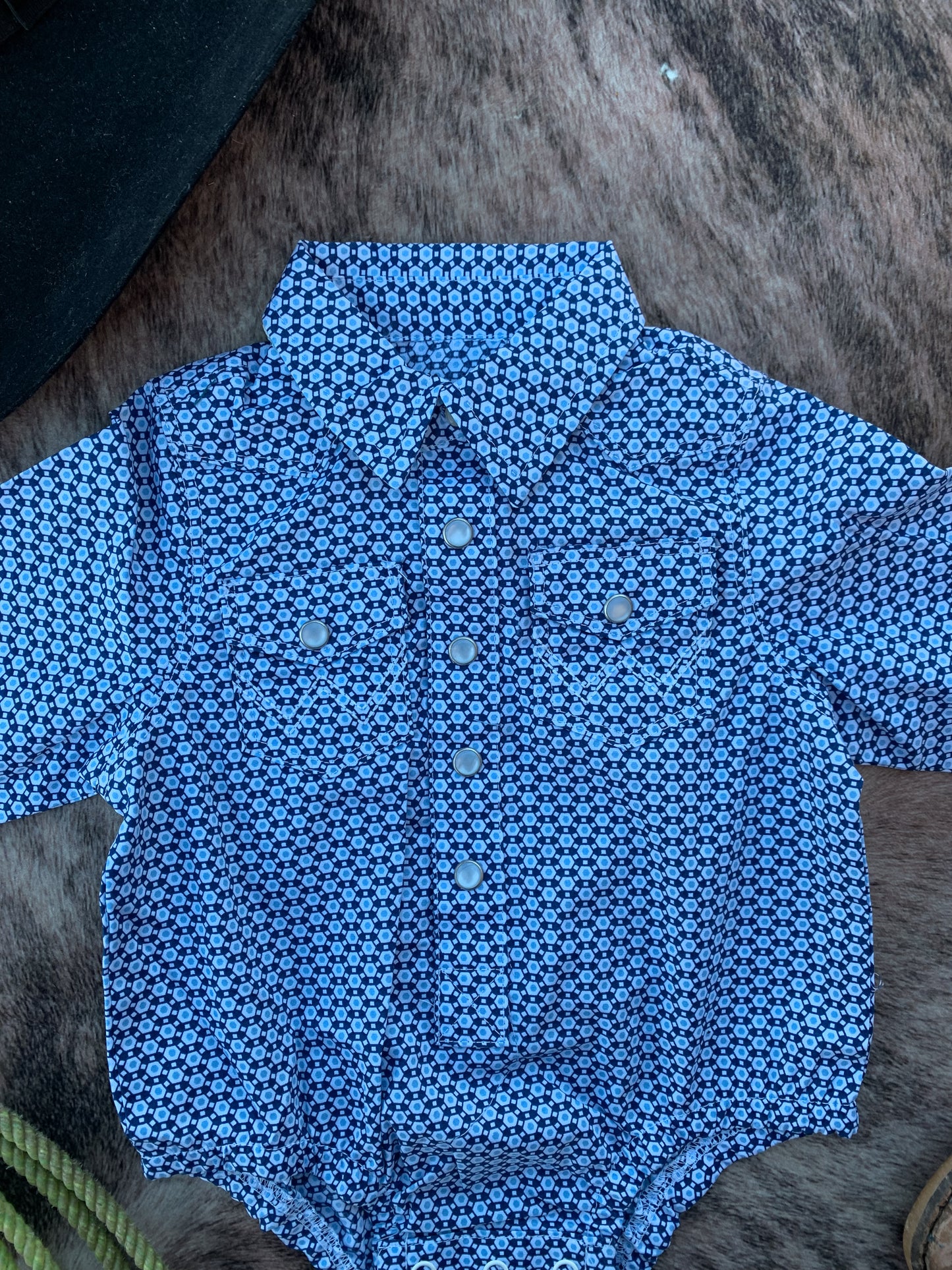 Longsleeve Wrangler Pearl Snap Button Up Onesie