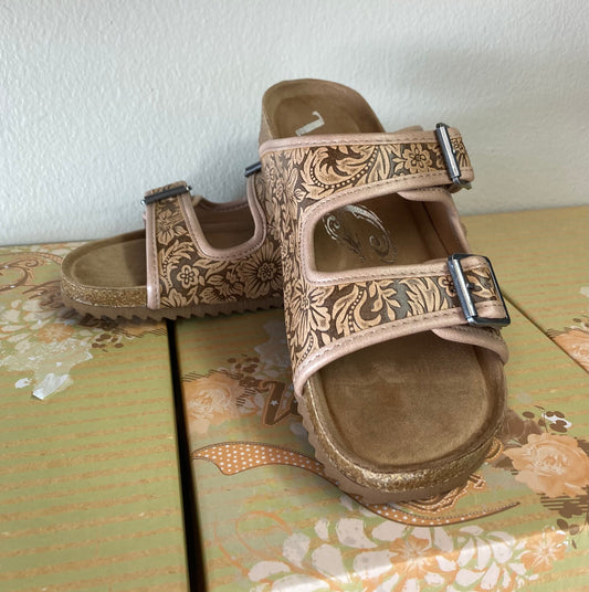 Lonesome Dove Tooled Leather Sandals