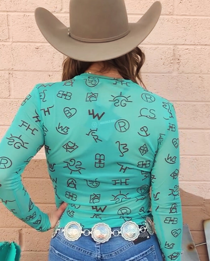 Branded Longsleeve Mesh Top