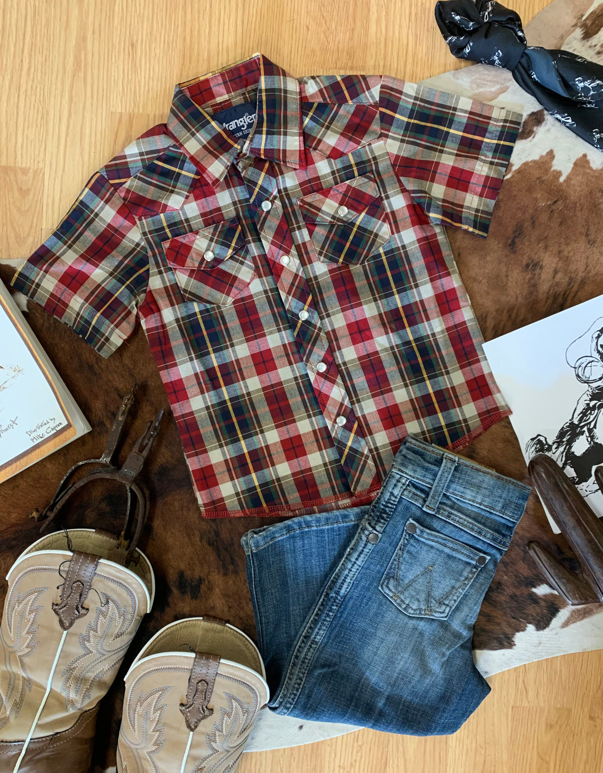 Boys Wrangler Shortsleeve Western Pearl Snap XXS (0-2T)