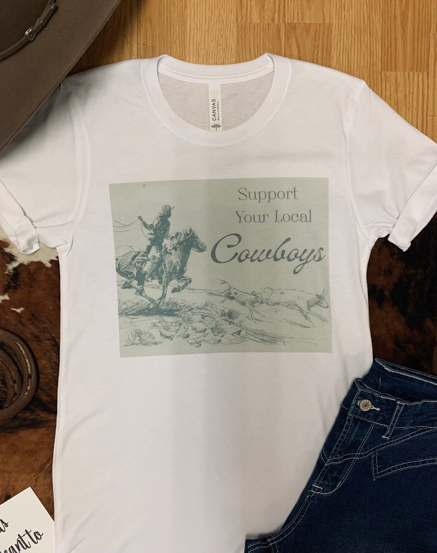 Support Your Local Cowboys Tee-White