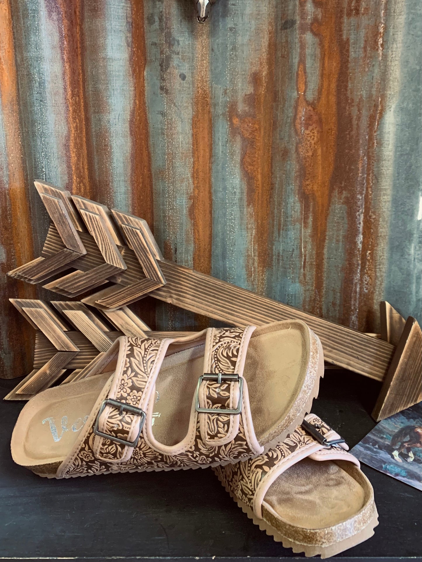 Lonesome Dove Tooled Leather Sandals