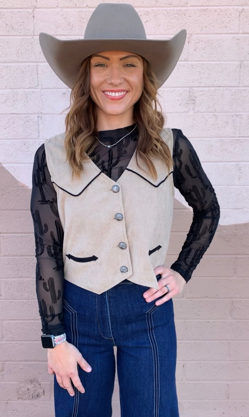 All About Cactus Longsleeve Mesh Top