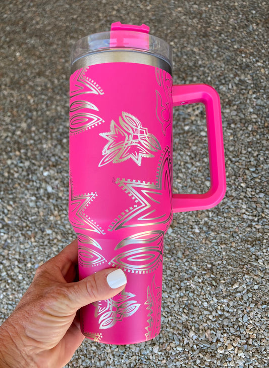 Laser Engraved 40 oz. Bootstitch Tumbler - Hot Pink