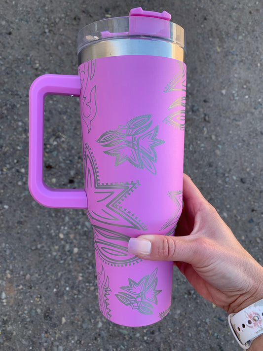 Laser Engraved 40 oz. Bootstitch Tumbler - Lilac