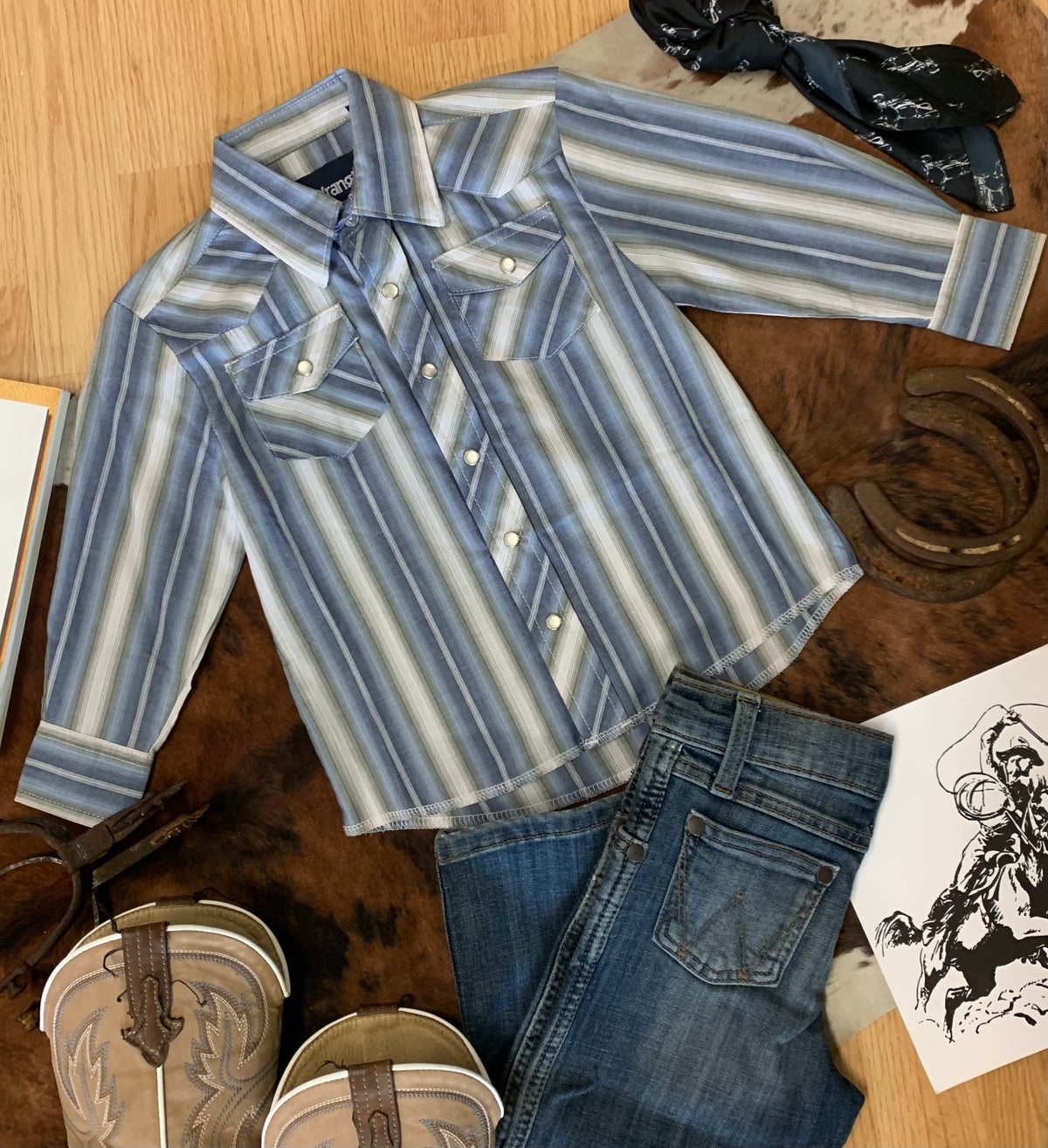 Boys Wrangler Western Pearl Snap XXS (0-2T)