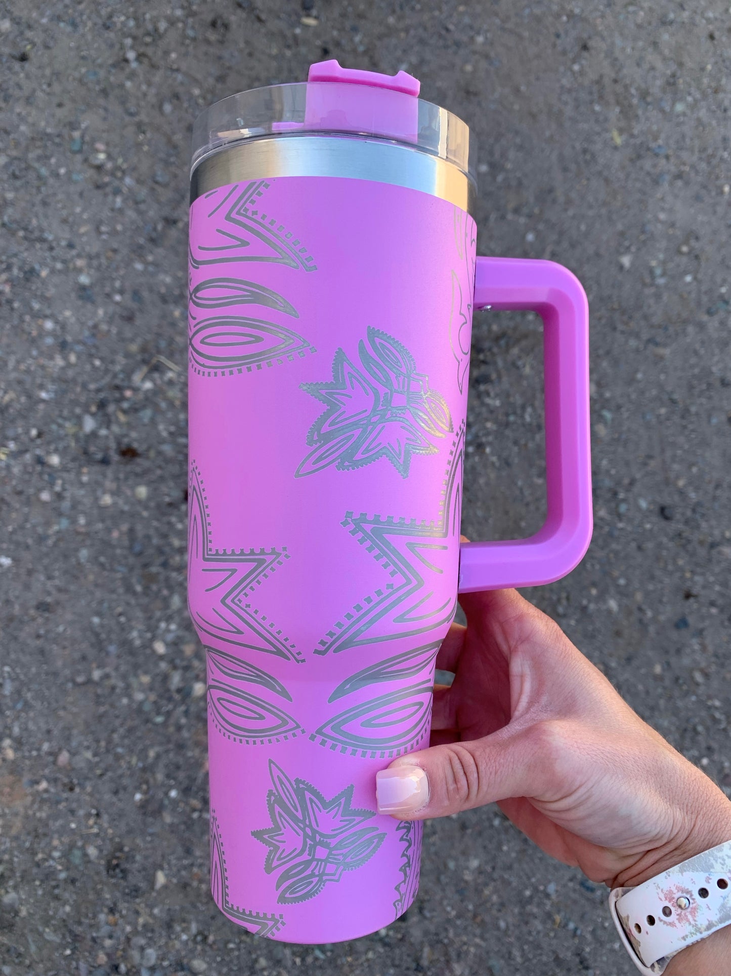 Laser Engraved 40 oz. Bootstitch Tumbler - Lilac