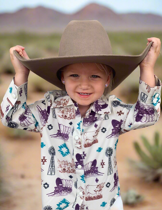 Western Plains Youth Pearl Snap Button Up