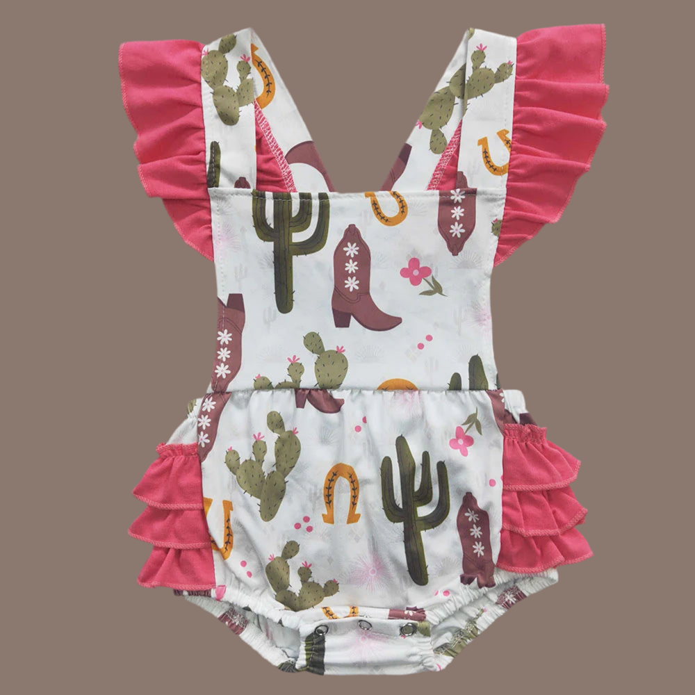 Girls Desert Darlin’ Western Ruffle Romper – Lazy Sevens Western