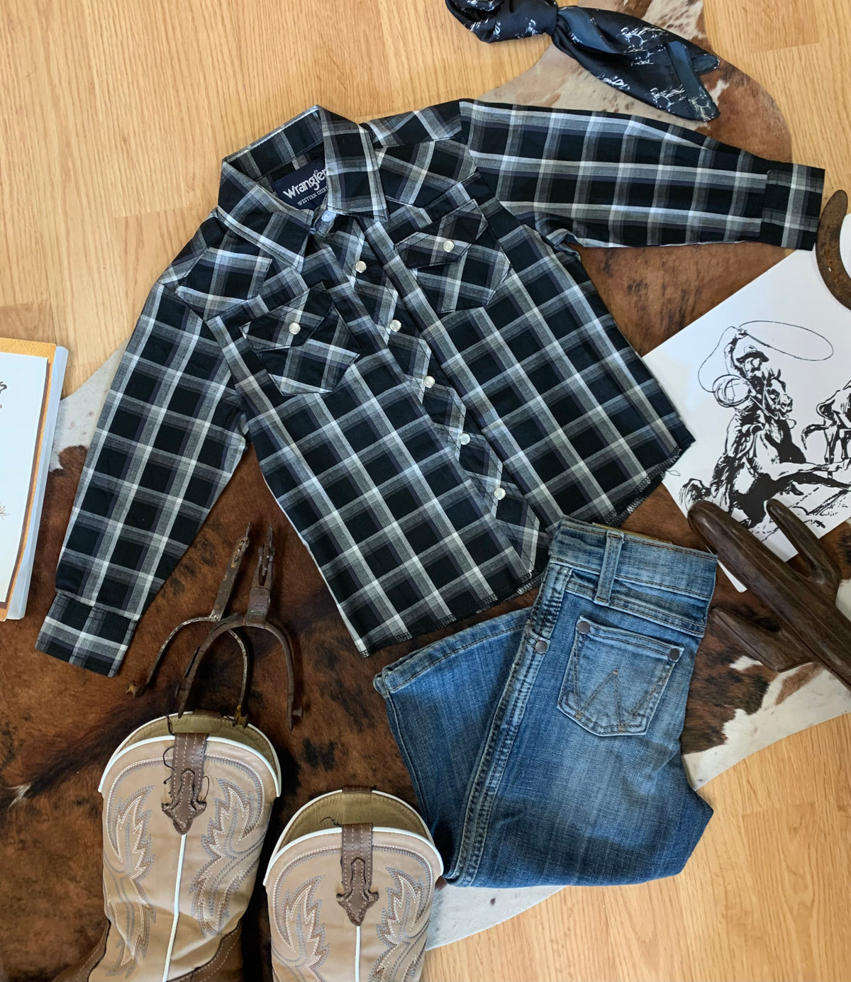Boys Wrangler Western Pearl Snap XXS (0-2T)
