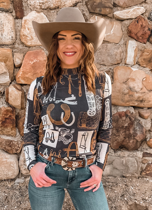 Cowgirl Tack Long Sleeve Top