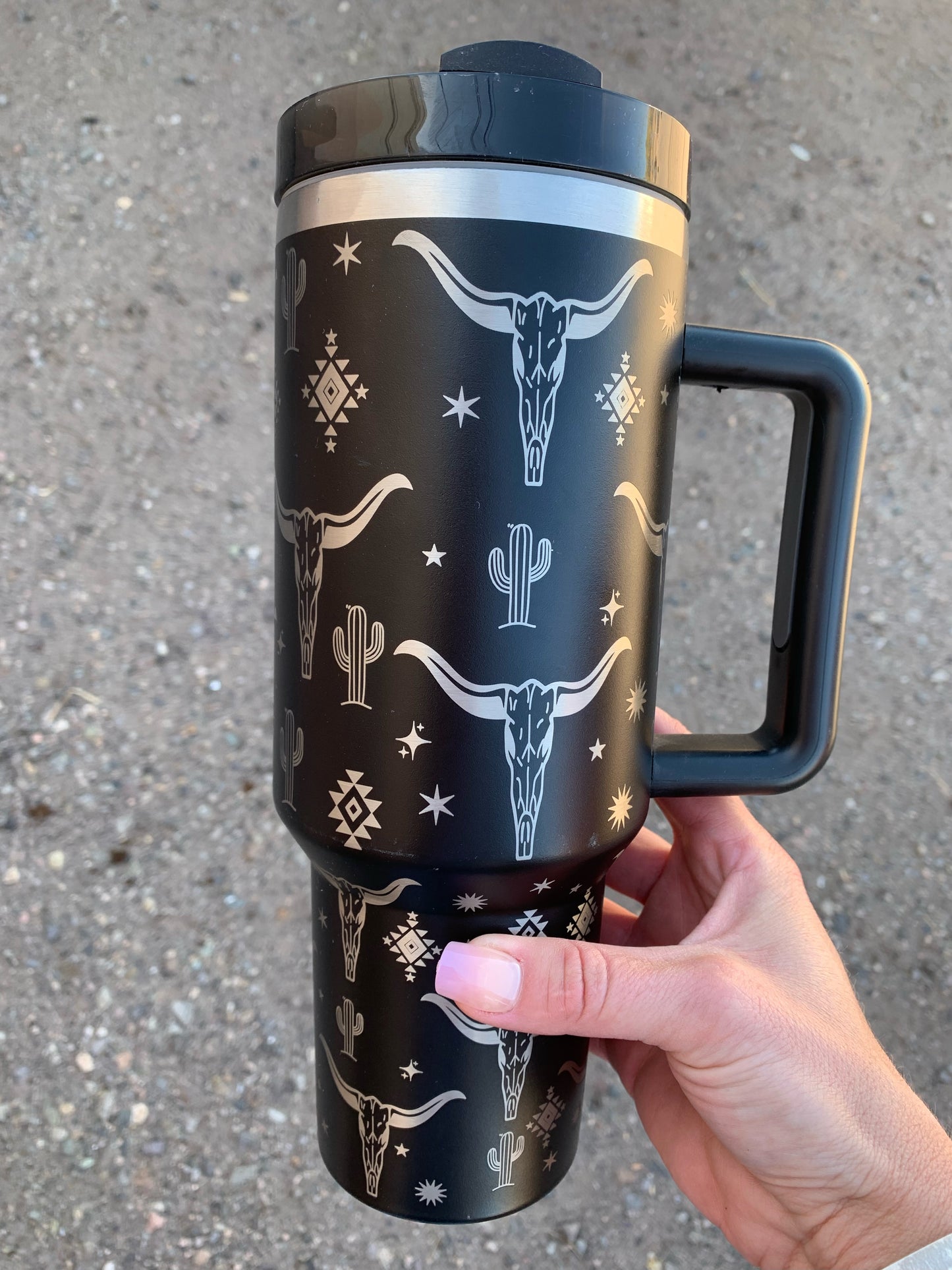 Aztec Steerhead Laser Engraved 40 oz. Tumbler - Black