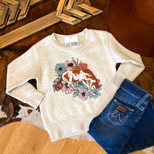 Wildflowers and Wild Horses Toddler Crewneck Sweatshirt