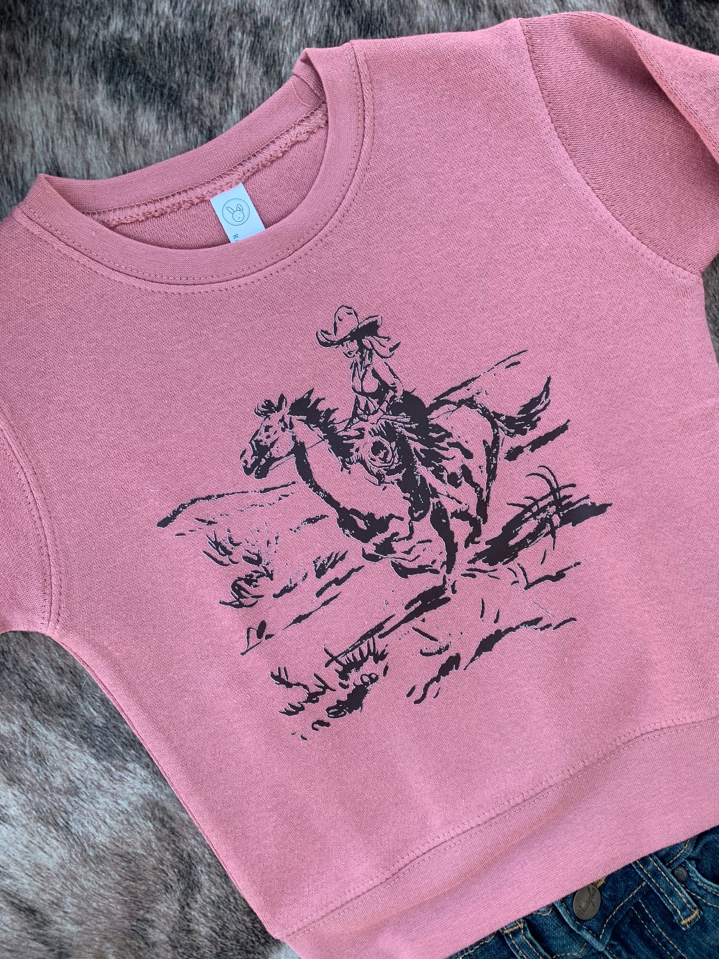 Ride On Cowgirl Toddler/Youth Crewneck Sweatshirt