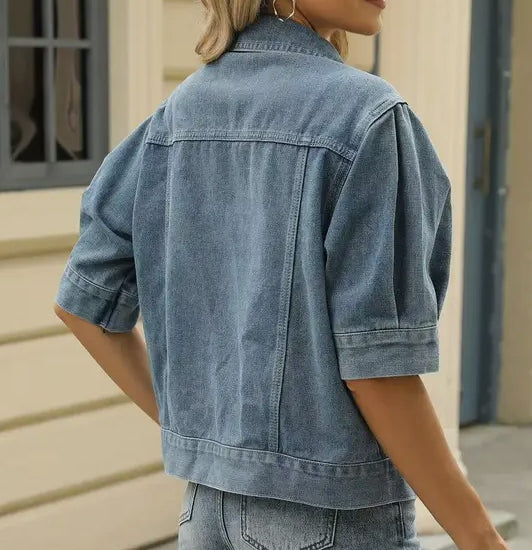 Mandy Short Sleeve Denim Button Down Top