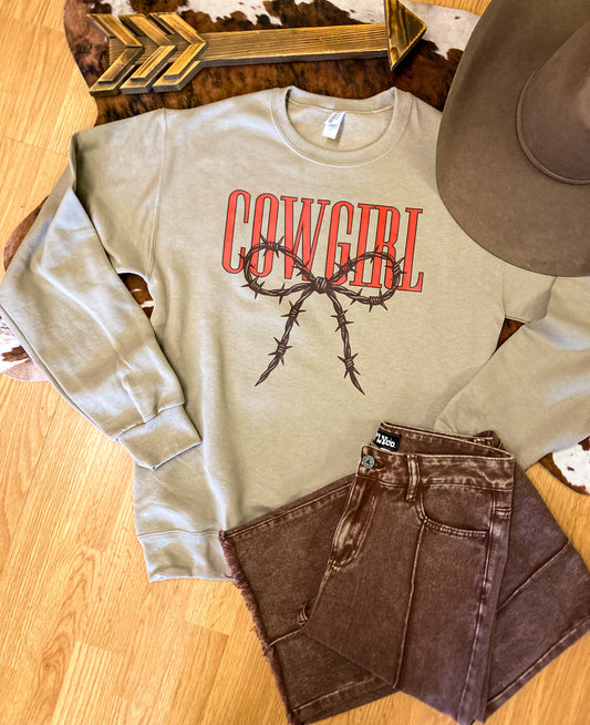 Barbwire Coquette Cowgirl Crewneck Sweatshirt