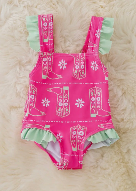 Boho Boots Baby Girl Swimsuit