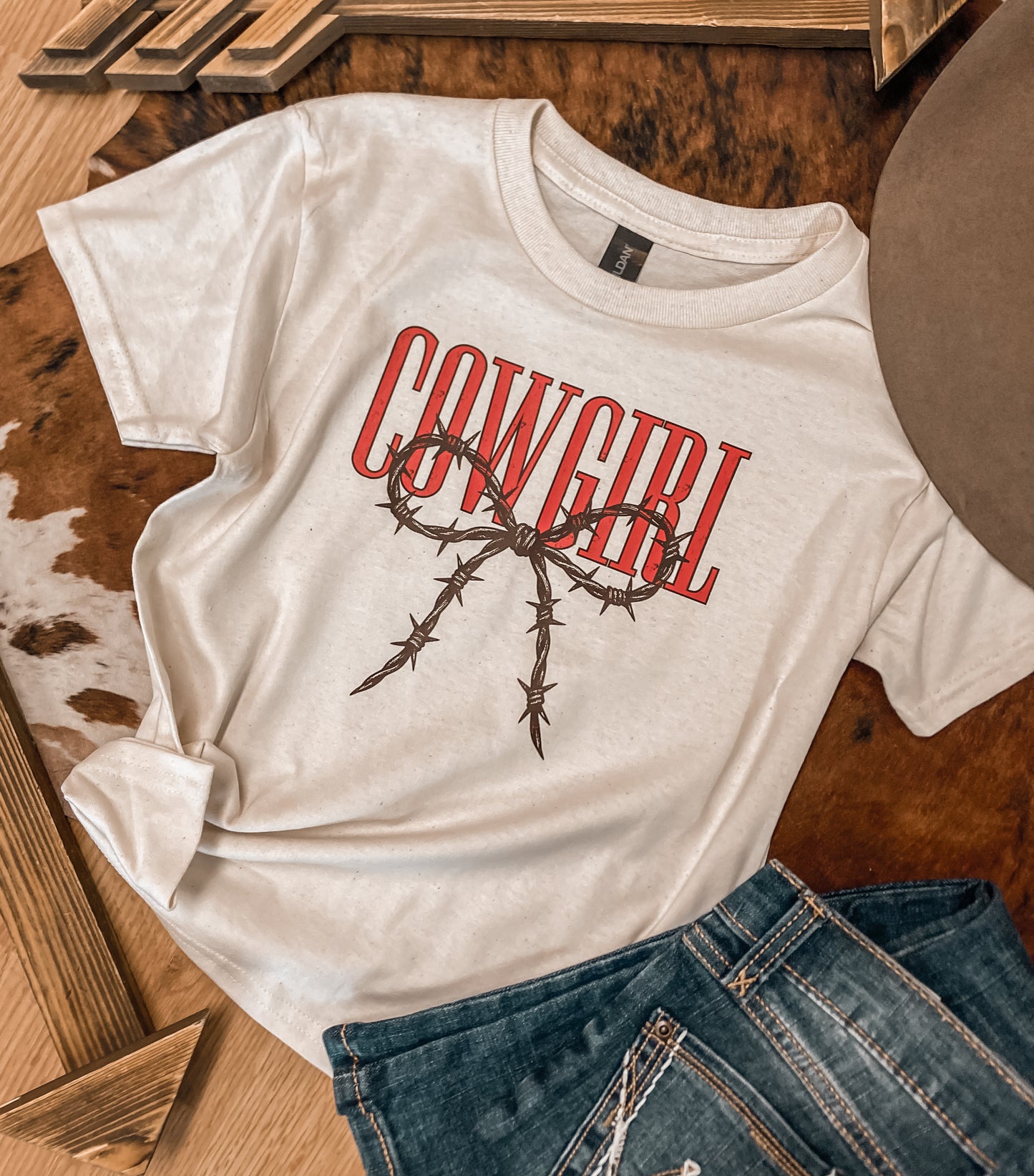 Barbwire Cowgirl Coquette Youth Tee