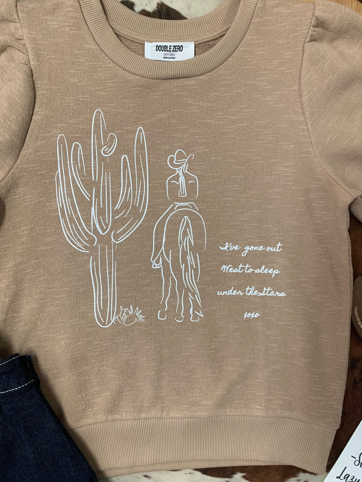 Out West Puff Sleeve Top- Tan