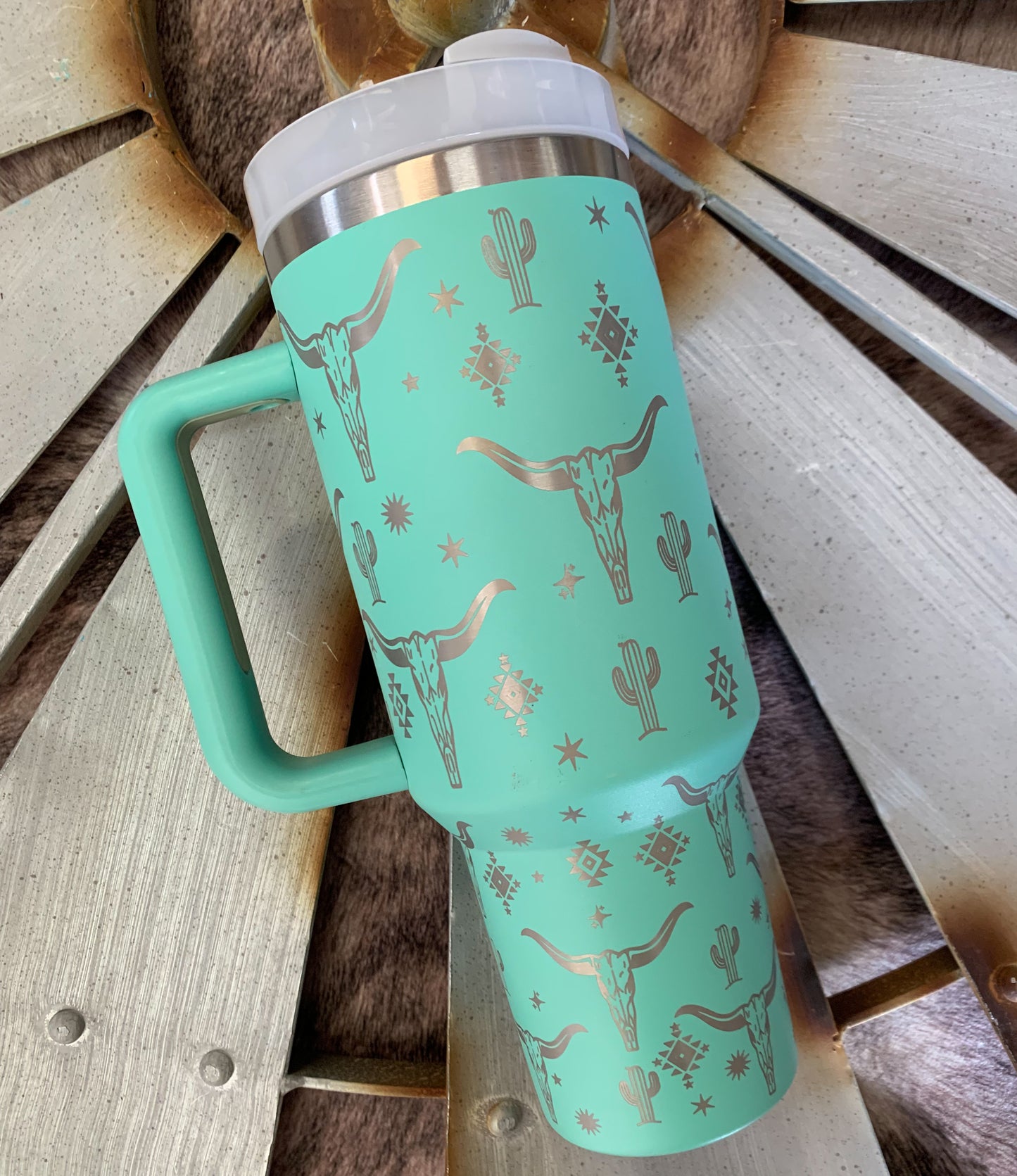 Longhorn Stainless Steel Tumbler - Turquoise