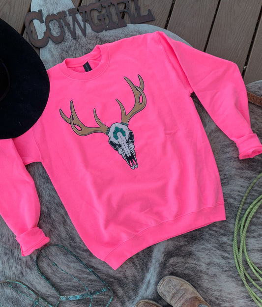 Squash Blossom Skull Youth Crewneck Sweatshirt