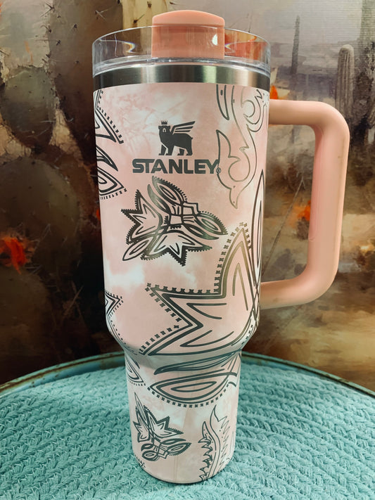 Western 40oz. Laser Engraved Bootstitch Stanley Tumbler