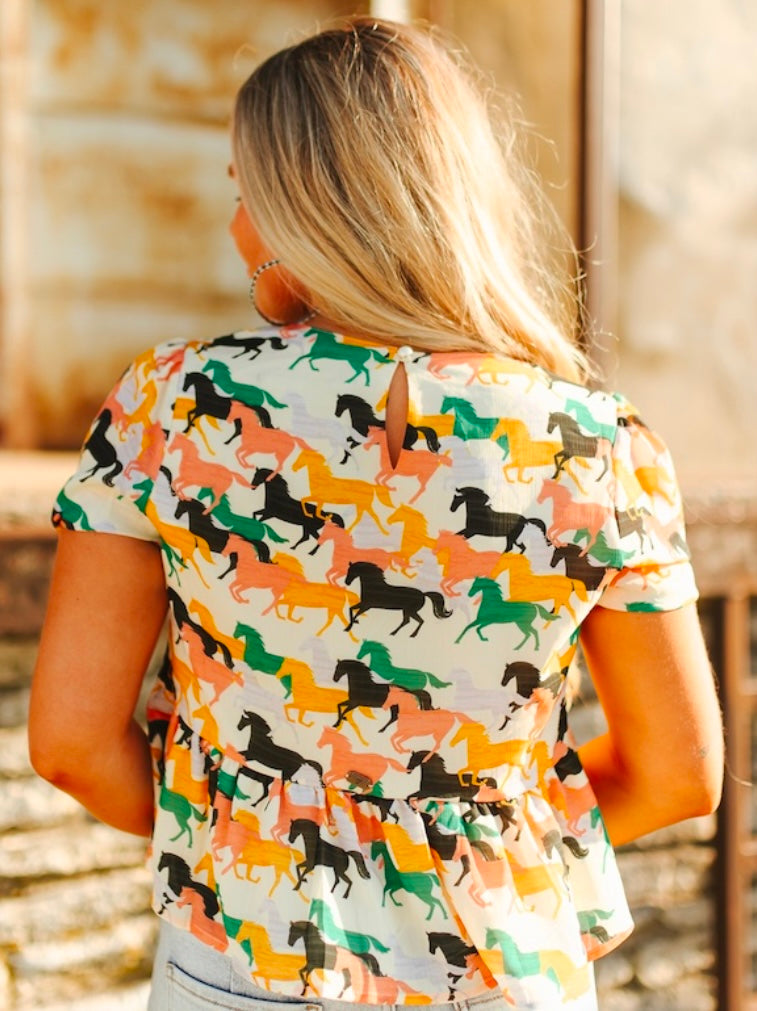 Running Ponies Puff Sleeve