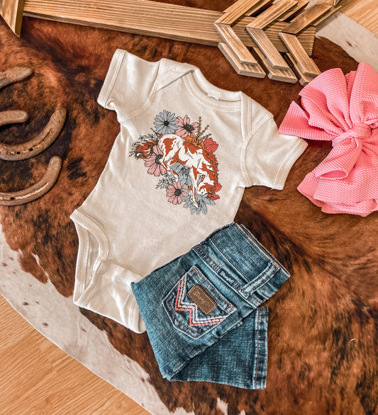 Wildflowers And Wild Horses Western Onesie