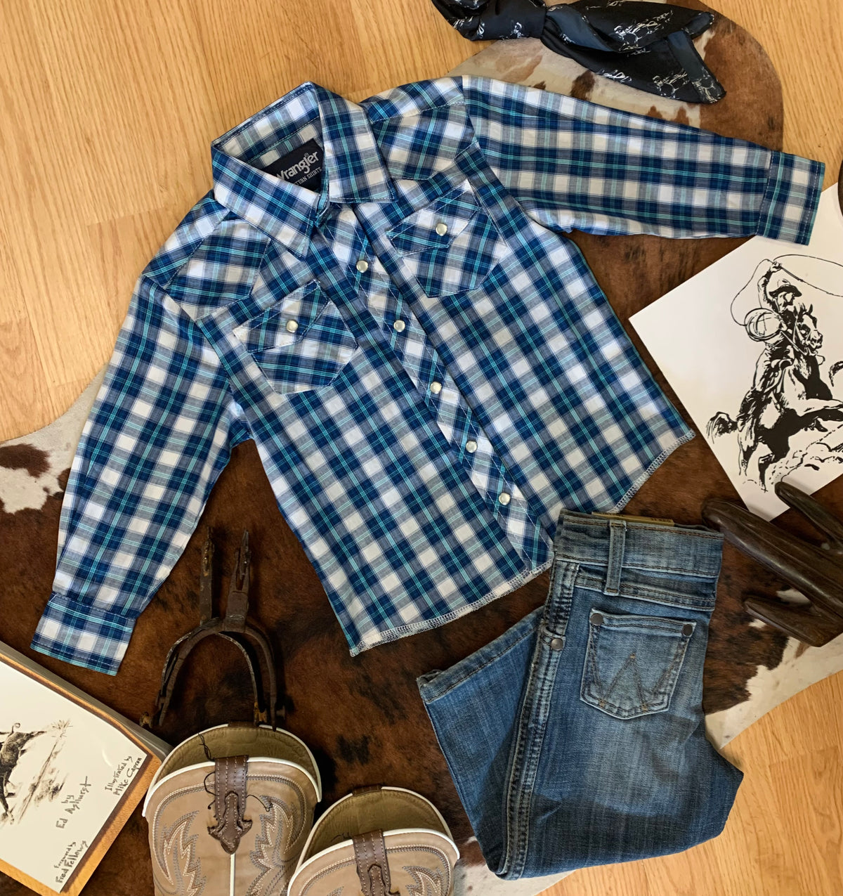 Boys Wrangler Western Pearl Snap XXS (0-2T)