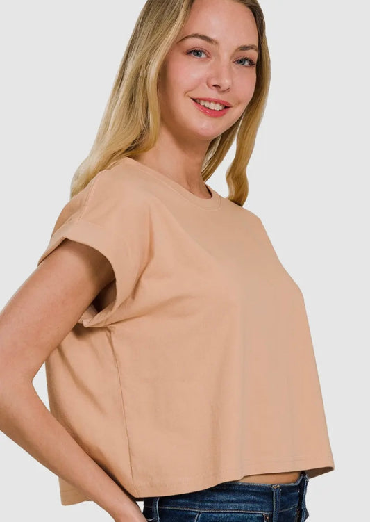 Neon Moon Short Sleeve Crop Tee - Brush