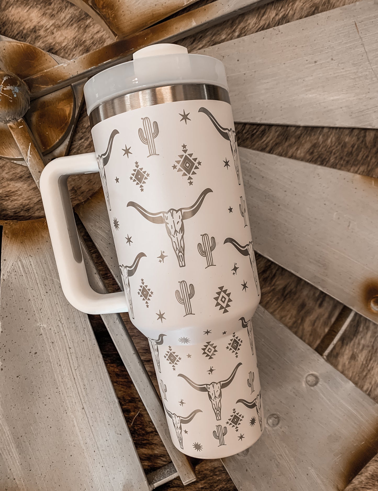 Longhorn Stainless Steel Tumbler - White