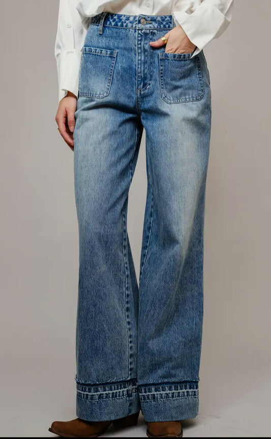 Western Cuffed Hem Jeans