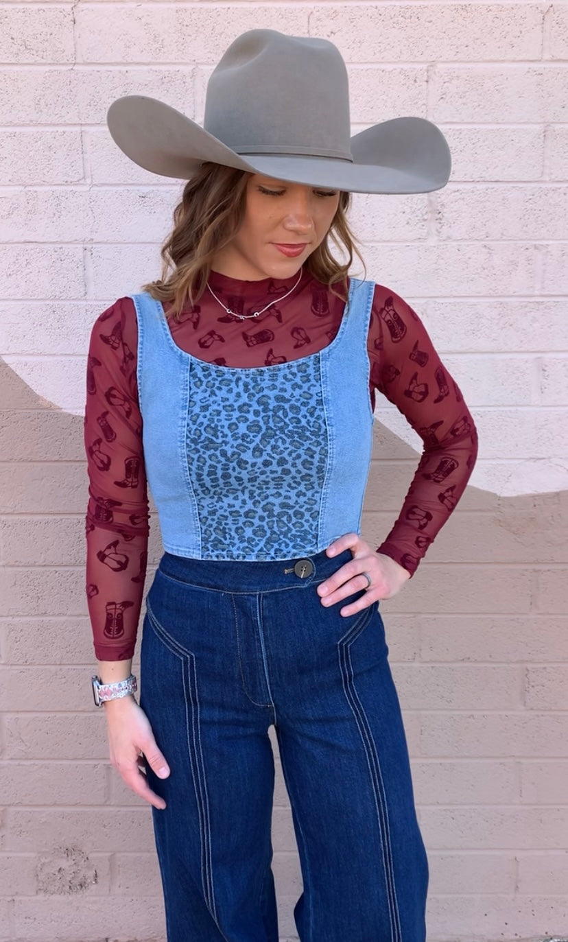 Blame It On The Boots Longsleeve Mesh Top