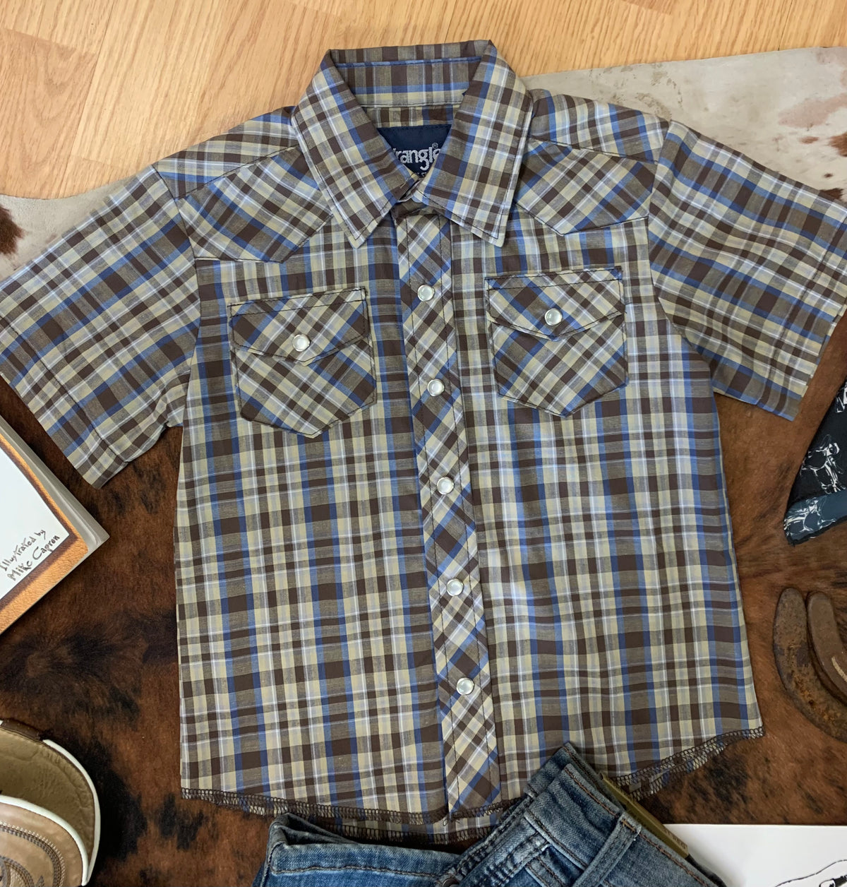 Boys Wrangler Shortsleeve Western Pearl Snap XXS (0-2T)